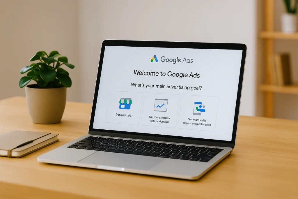 Google Ads account setup interface